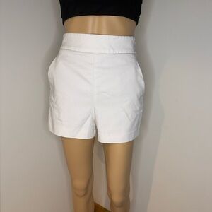 Zara High Waist Lined White Shorts